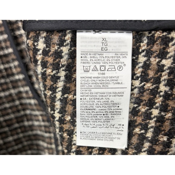 Old Navy NEW Size XL Houndstooth Single Breasted Jacket Wool Blend Brown Black - Picture 6 of 6